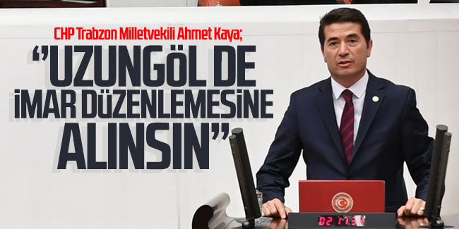 Ahmet Kaya: 'Uzungöl de imar düzenlemesine alınsın'