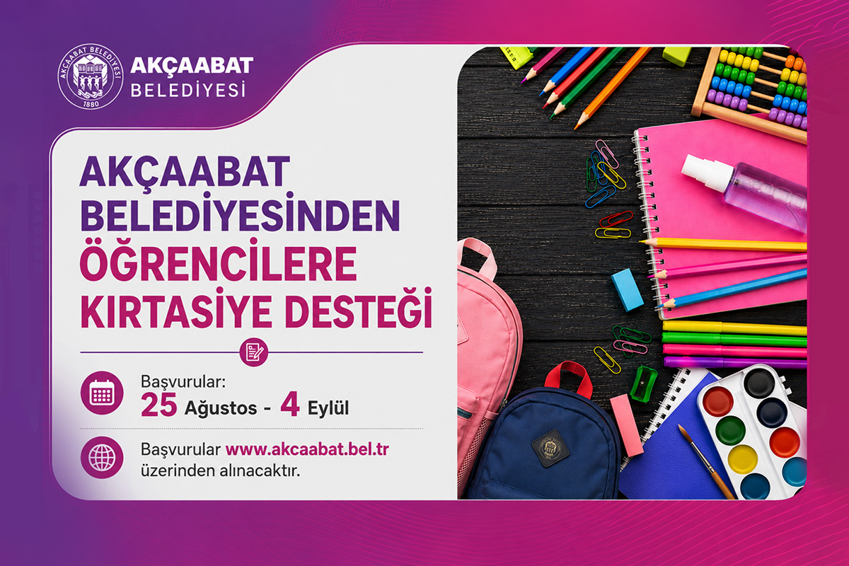 AKÇAABAT BELEDİYESİNDEN ÖĞRENCİLERE KIRTASİYE DESTEĞİ