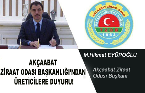 AK�AABAT Z�RAAT ODASI BA�KANLI�I�NDAN �RET�C�LERE DUYURU!