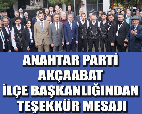 ANAHTAR PART�'DEN TE�EKK�R MESAJI