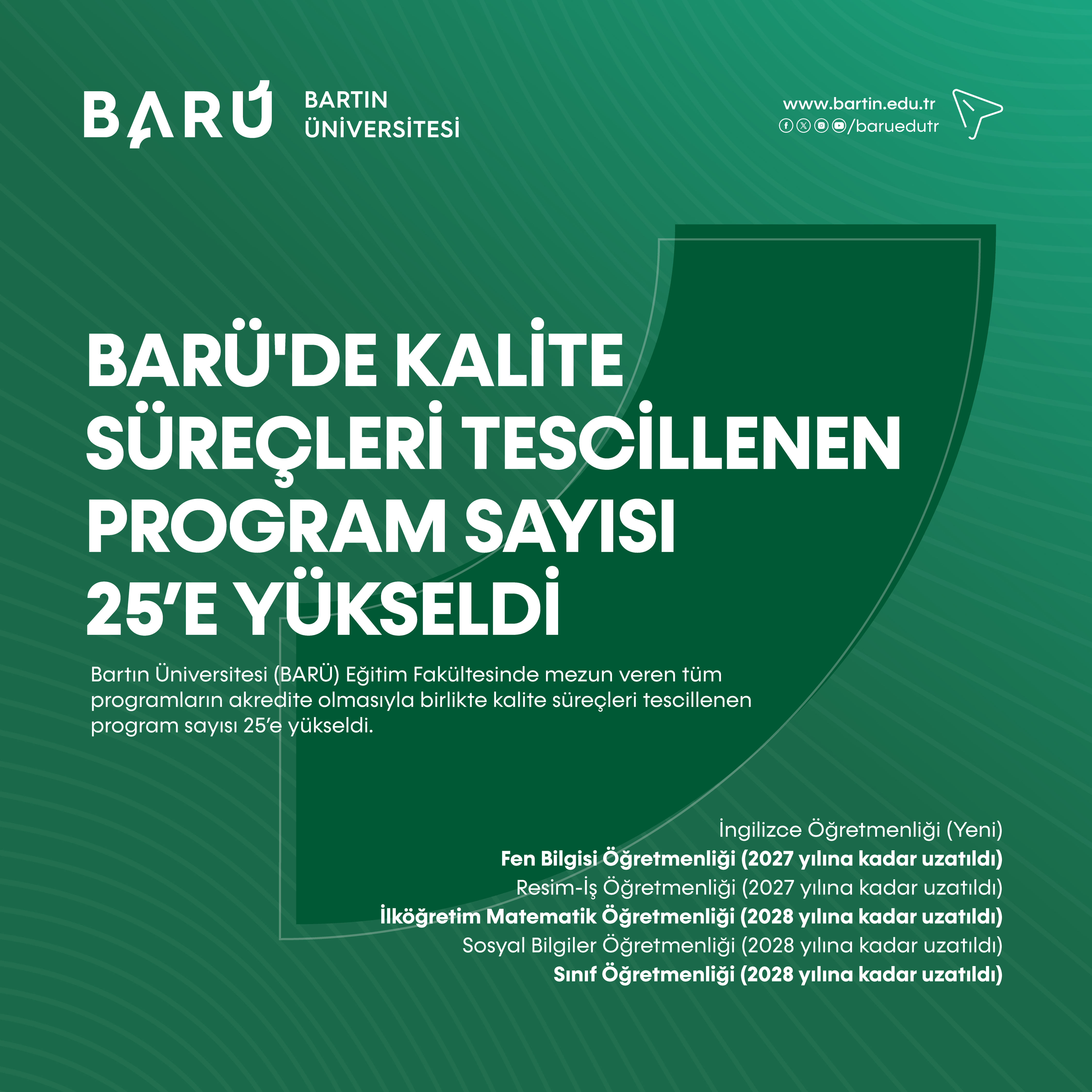 BARÜ’de kalite süreçleri tescillenen program sayısı 25’e yükseldi