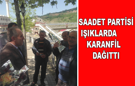 Saadet Partisi karanfil dağıttı