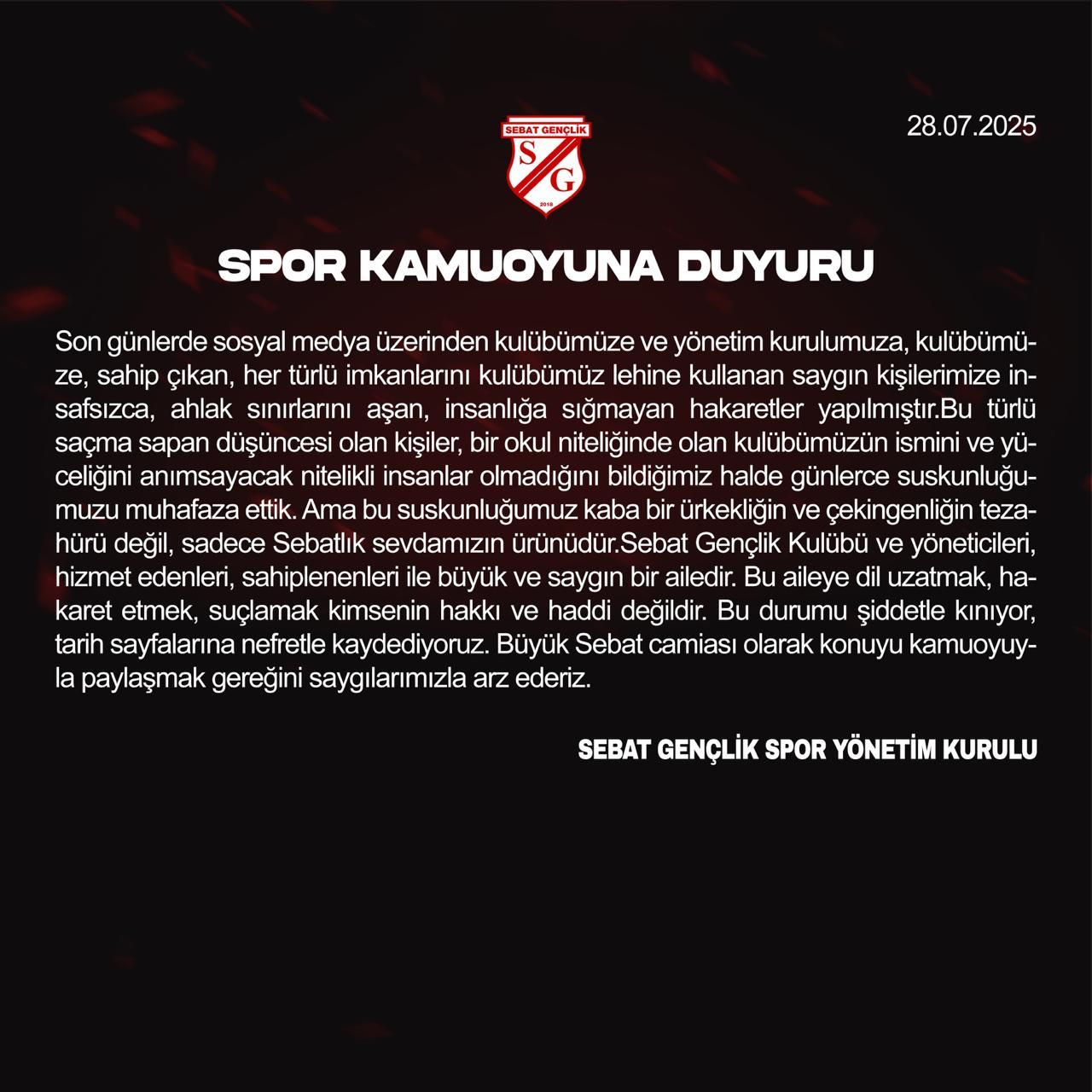 Sebat Genlik'e Yazl Saldrlar Yapld Akland
