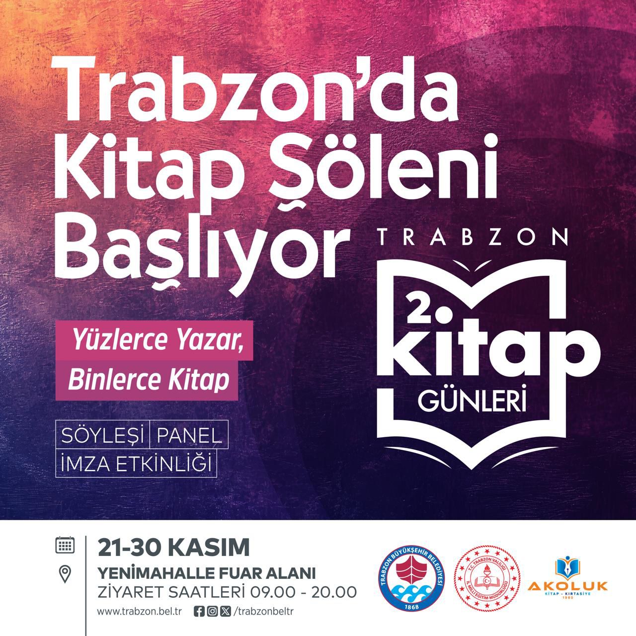 Trabzon Bykehir Belediyesi 2. Kitap Gnleri yaknda balyor.


