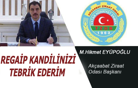 Z�RAAT ODASINDAN KUTLAMA MESAJI